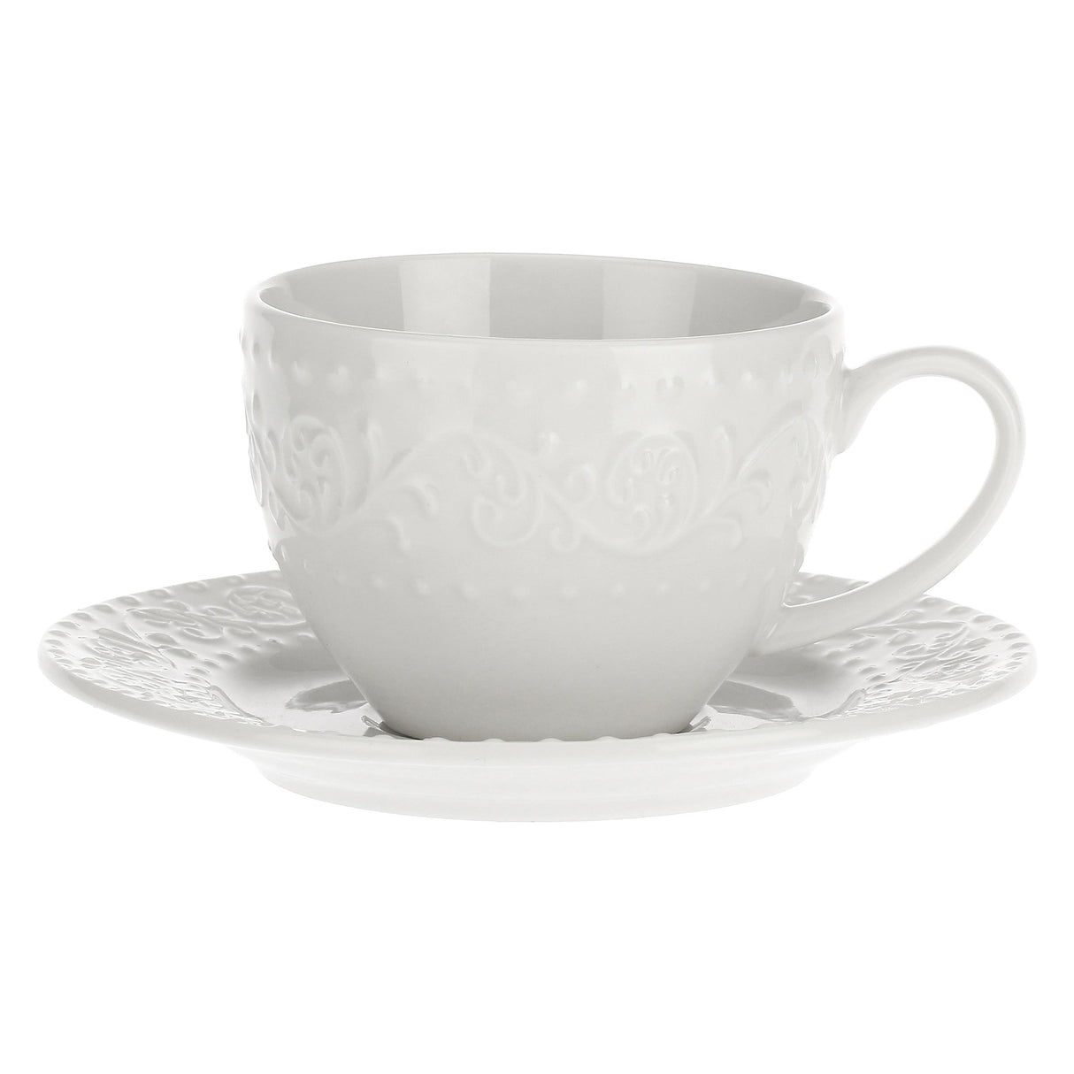 LA PORCELLANA BIANCA Sognante Tazza Te con Piattino Set 6 Pezzi 350ml Bianco Porcellana