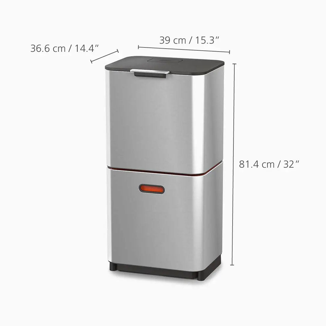 JOSEPH JOSEPH Totem Max Pattumiera Raccolta Differenziata 60L Acciaio 81x40cm