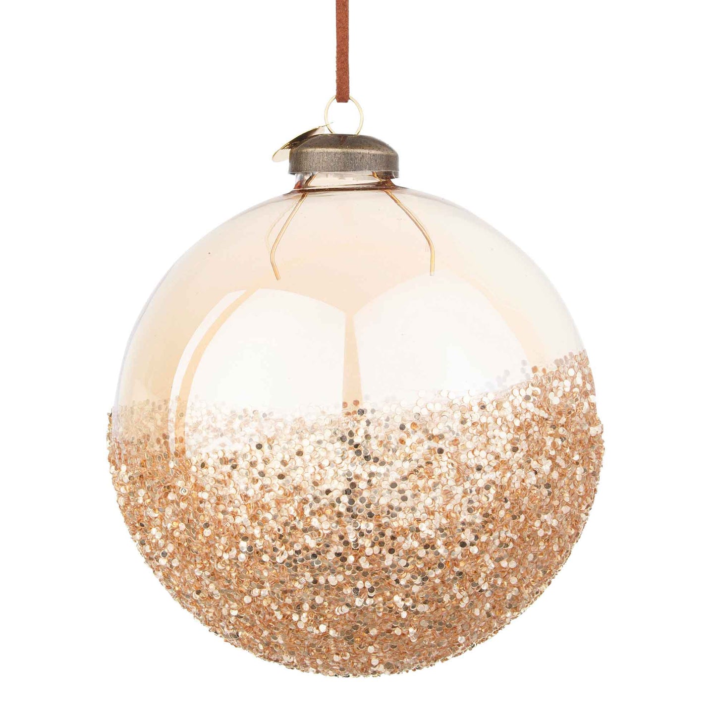 BIZZOTTO Addobbo Sfera Pallina Palla Albero Natale Glide Vetro 10cm Champagne