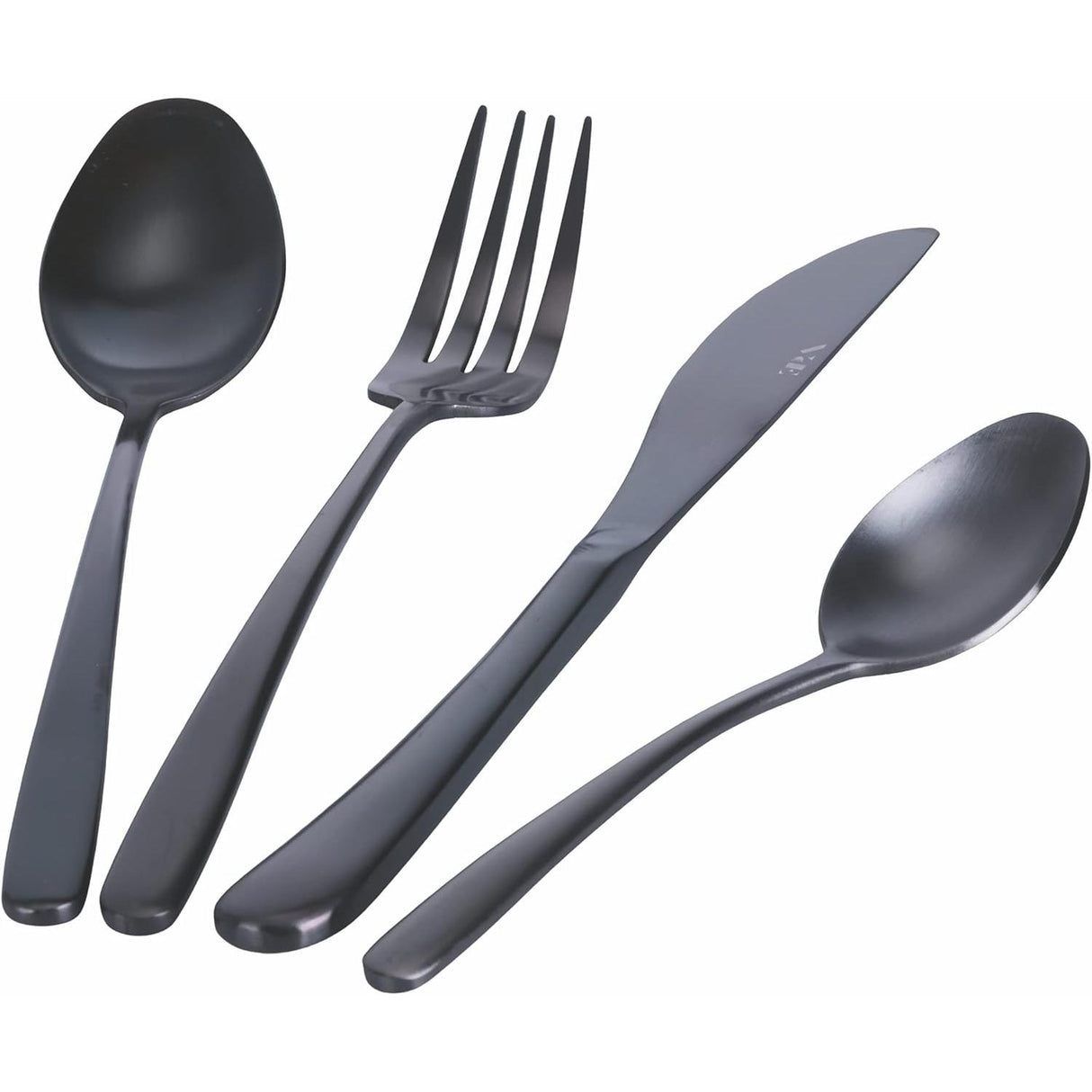 VILLA D'ESTE HOME TIVOLI Drop Set 24 Pezzi Servizio Tavola Posate Nero Matt Satinato Acciaio