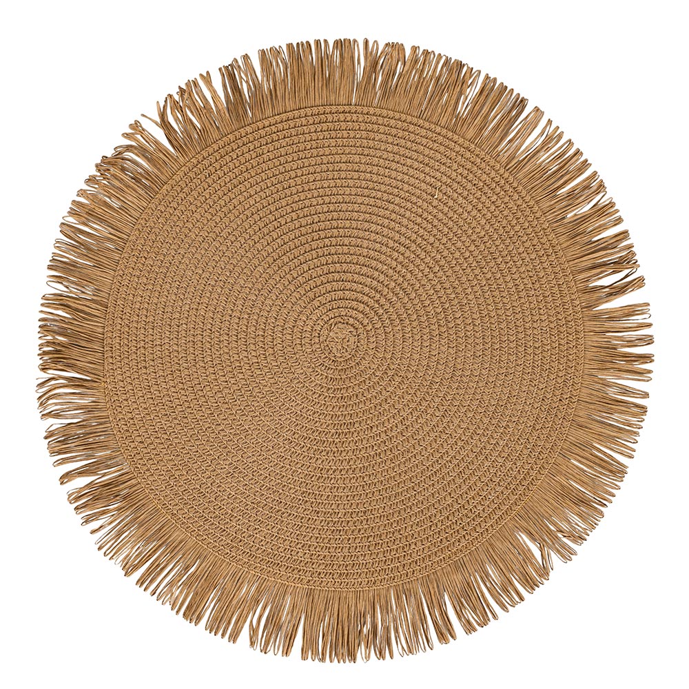 VILLA D'ESTE HOME TIVOLI Tovaglietta Tonda con Frange Shades of Chocolate Set 4 Pezzi 38cm