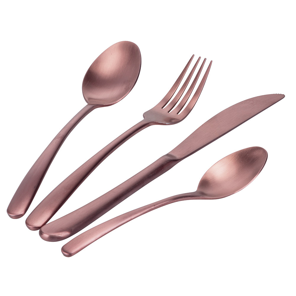 VILLA D'ESTE HOME TIVOLI Drop Set 24 Pezzi Servizio Tavola Posate Rame Copper Opaco Acciaio