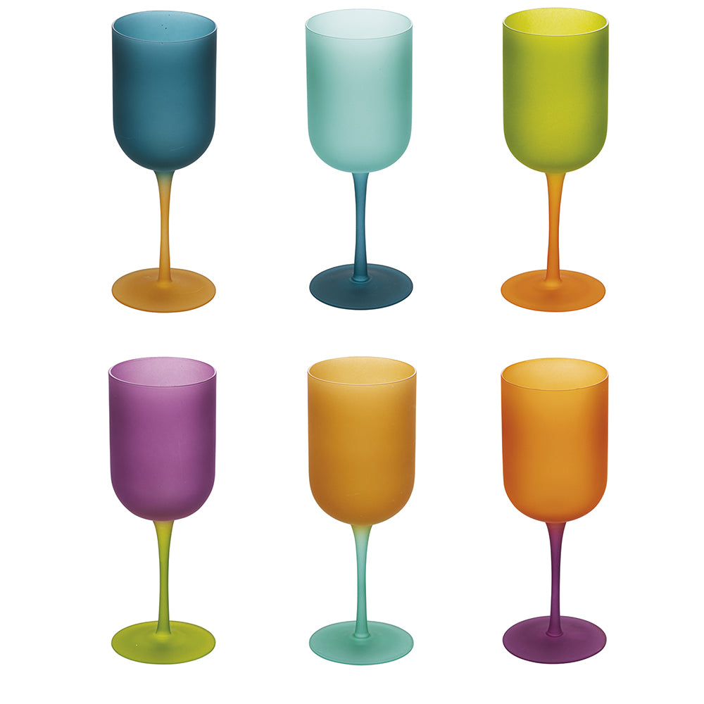 VILLA D'ESTE HOME TIVOLI Color Shock Set 6 Pieces Goblets Glasses 450ml Transparent Glass