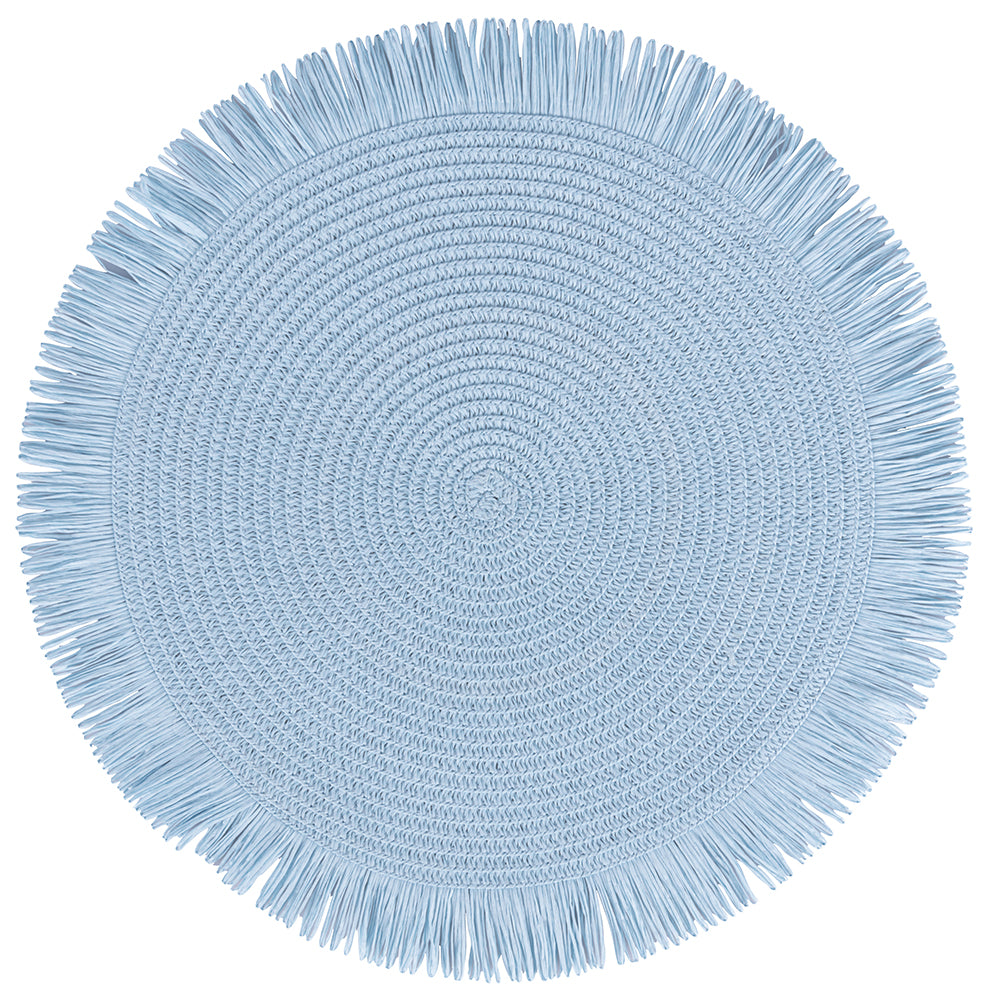 VILLA D'ESTE HOME TIVOLI Round Placemat with Fringes Shades of Ocean Set 4 Pieces 38cm