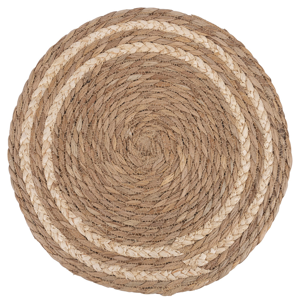 VILLA D'ESTE HOME TIVOLI Tovaglietta Tonda Natural Set 3 Pezzi 40cm Intreccio di Foglie Naturali