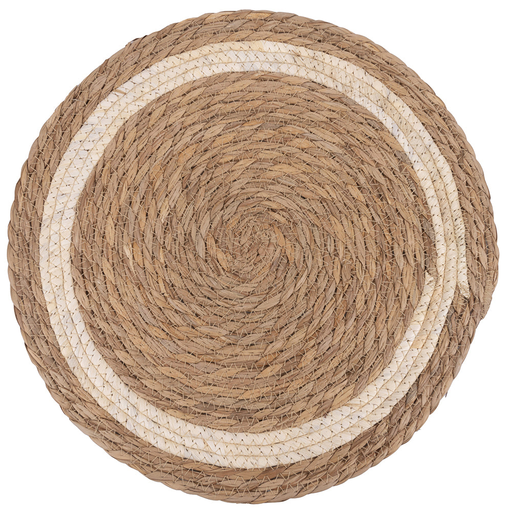 VILLA D'ESTE HOME TIVOLI Tovaglietta Tonda Natural Set 3 Pezzi 40cm Intreccio di Foglie Naturali