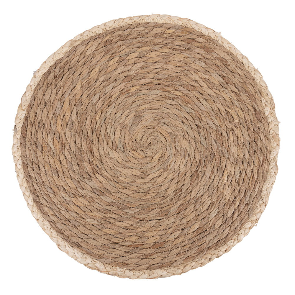 VILLA D'ESTE HOME TIVOLI Tovaglietta Tonda Natural Set 3 Pezzi 40cm Intreccio di Foglie Naturali