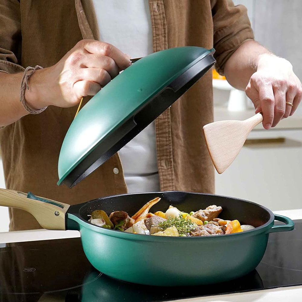 COOKUT La Favolosa Padella Casseruola Tegame 2 Manici 8 in 1 24cm Metallo Canopee Verde