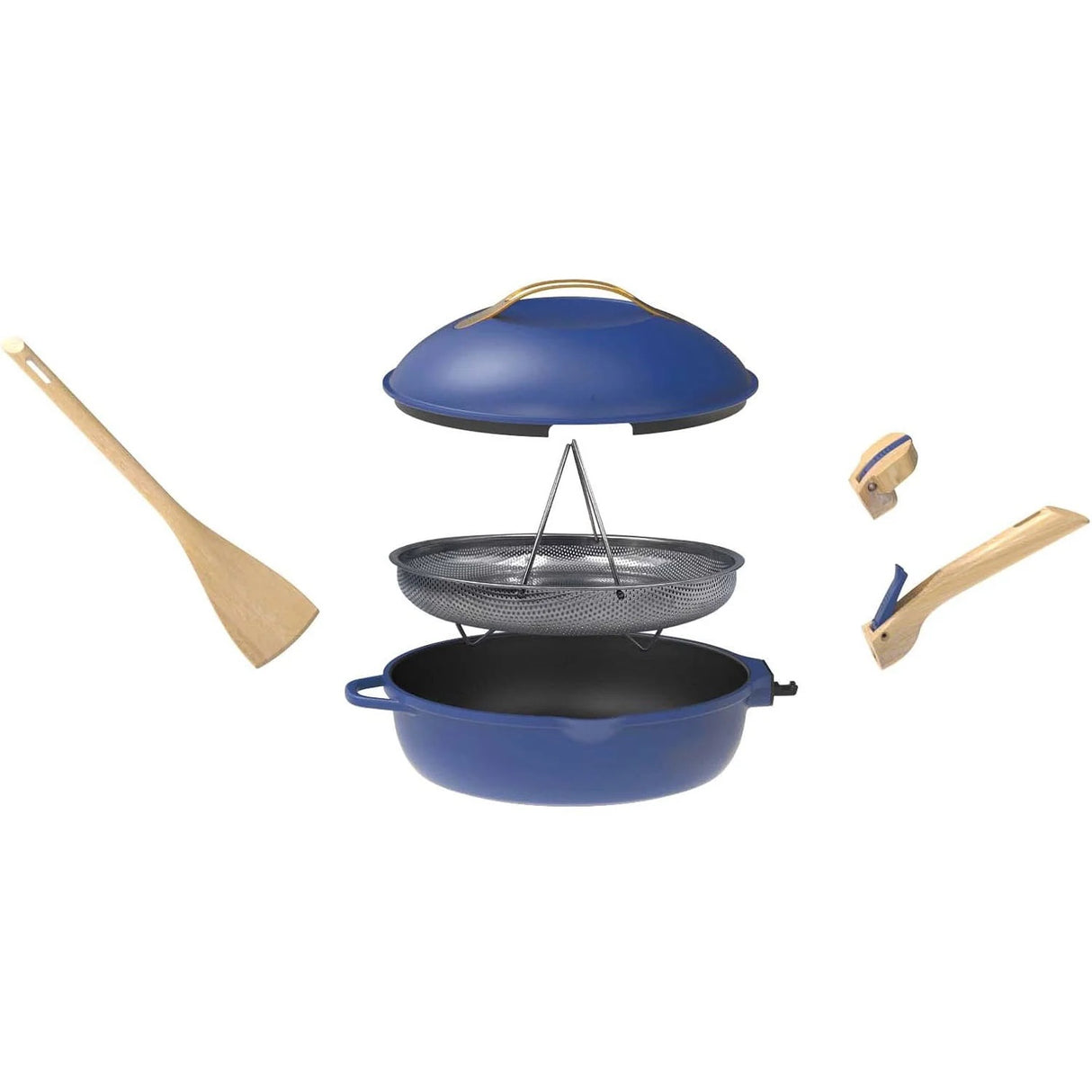 COOKUT La Favolosa Padella Casseruola Tegame 2 Manici 8 in 1 28cm Metallo Zaffiro