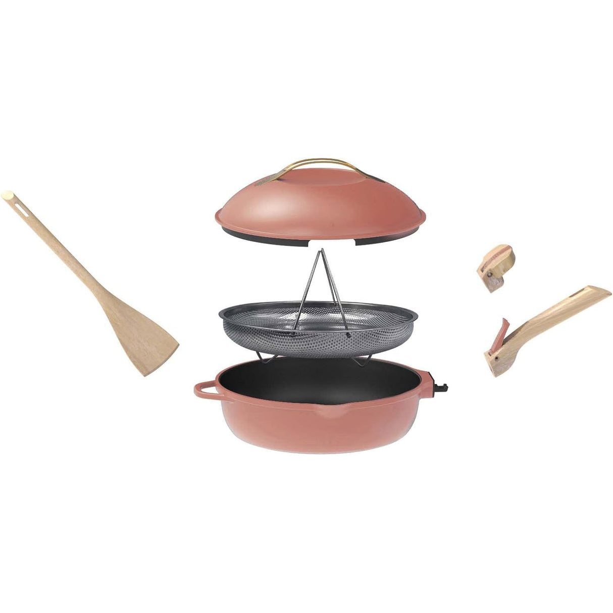 COOKUT La Favolosa Padella Casseruola Tegame 2 Manici 8 in 1 28cm Metallo Peonia Rosa