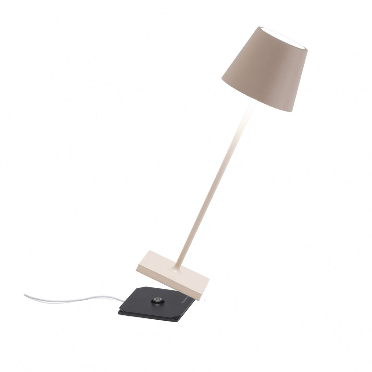 ZAFFERANO Poldina PRO Lampada da Tavolo 38cm LED Ricaricabile Senza Fili Sabbia Alluminio