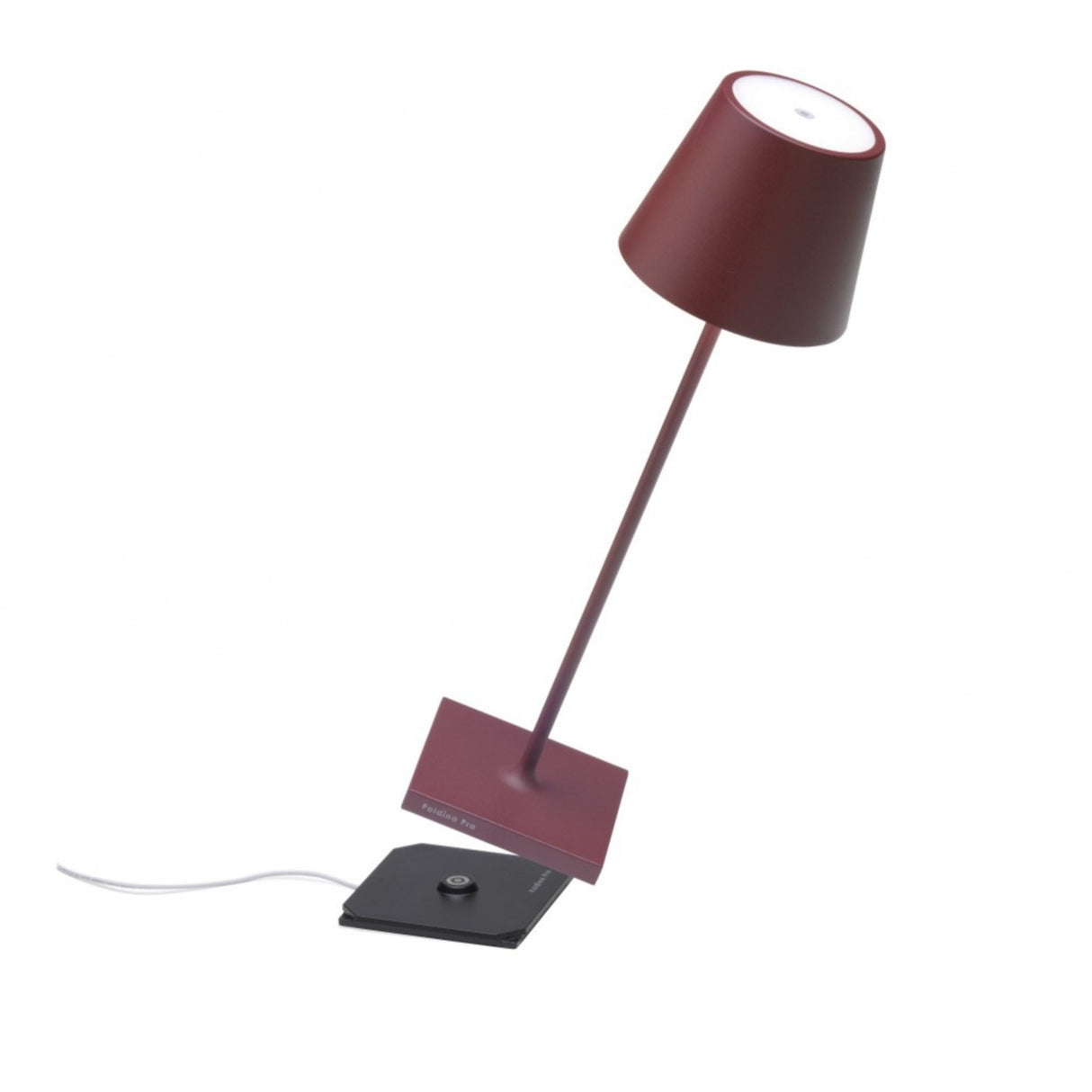 ZAFFERANO Poldina PRO Lampada da Tavolo 38cm LED Ricaricabile Senza Fili Bordeaux Alluminio