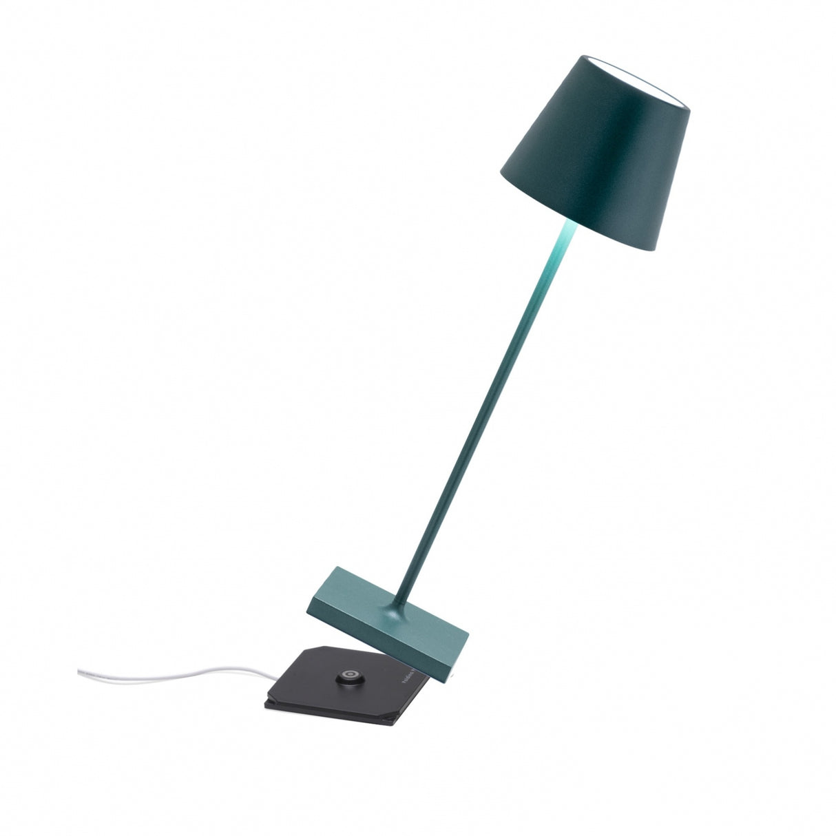 ZAFFERANO Poldina PRO Lampada da Tavolo 38cm LED Ricaricabile Senza Fili Verde Alluminio
