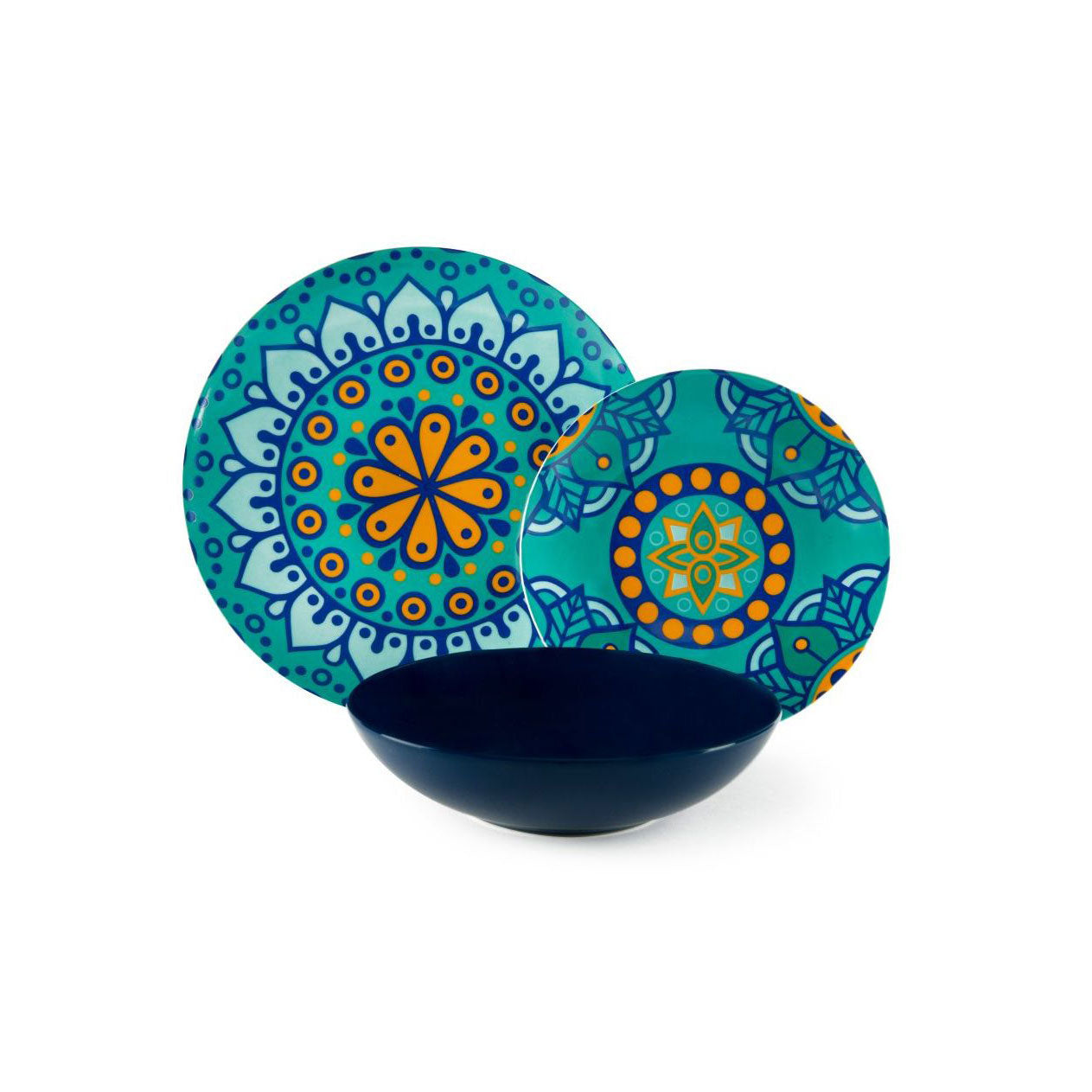 EXCELSA Mandala Mediterraneo Servizio Tavola Piatti Set 18 Pezzi Porcellana Multicolore