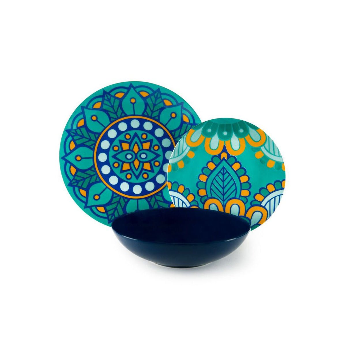 EXCELSA Mandala Mediterraneo Servizio Tavola Piatti Set 18 Pezzi Porcellana Multicolore