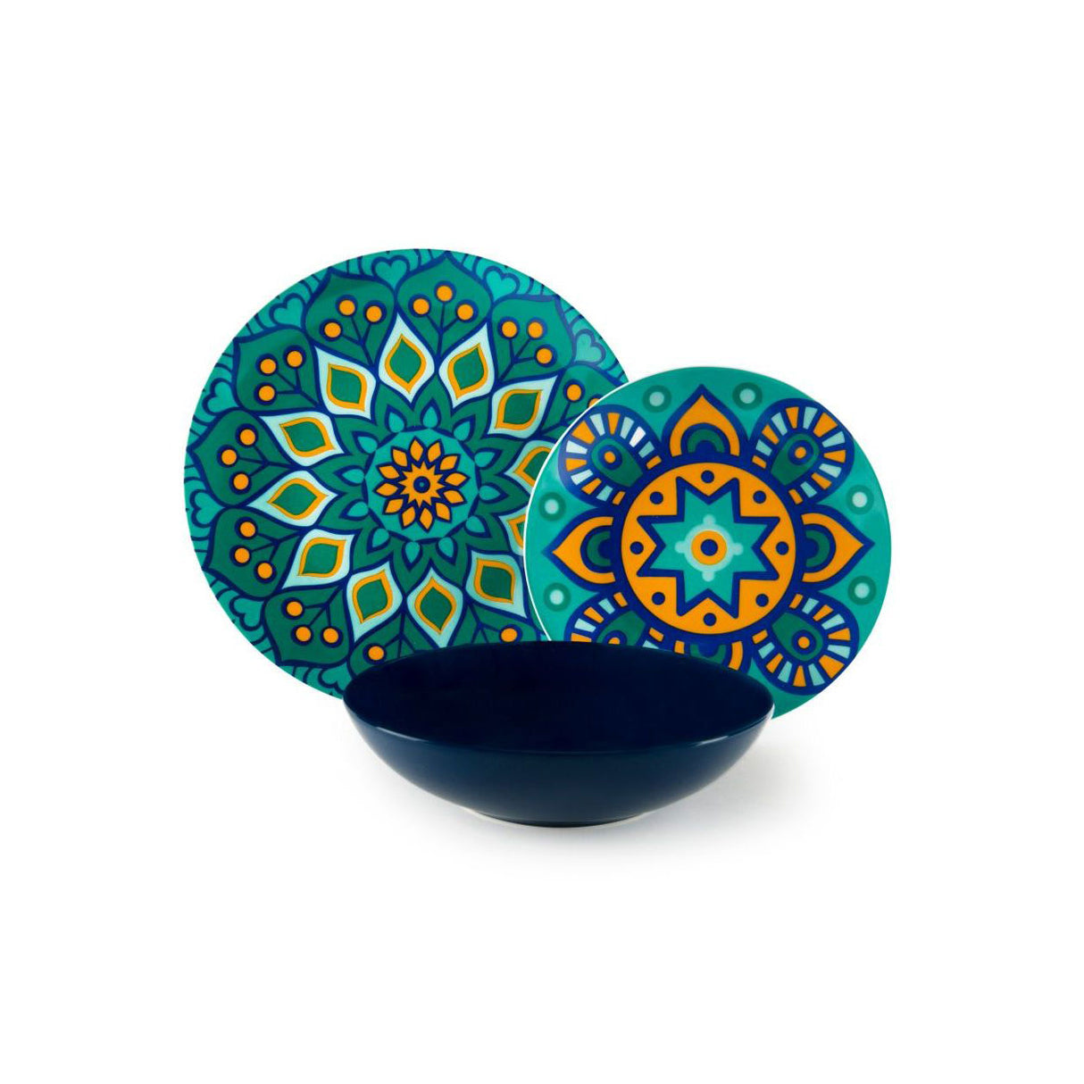 EXCELSA Mandala Mediterraneo Servizio Tavola Piatti Set 18 Pezzi Porcellana Multicolore