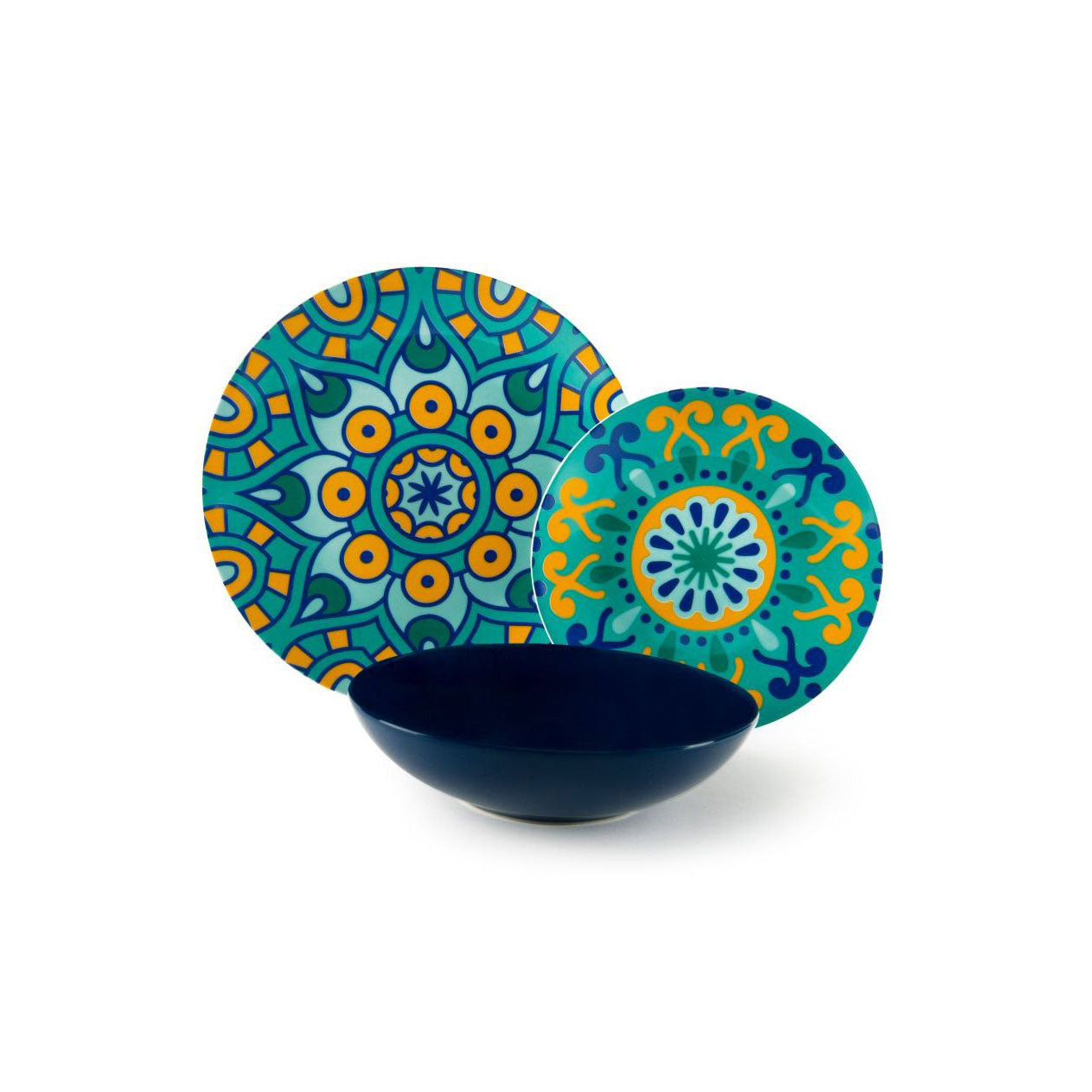 EXCELSA Mandala Mediterraneo Servizio Tavola Piatti Set 18 Pezzi Porcellana Multicolore