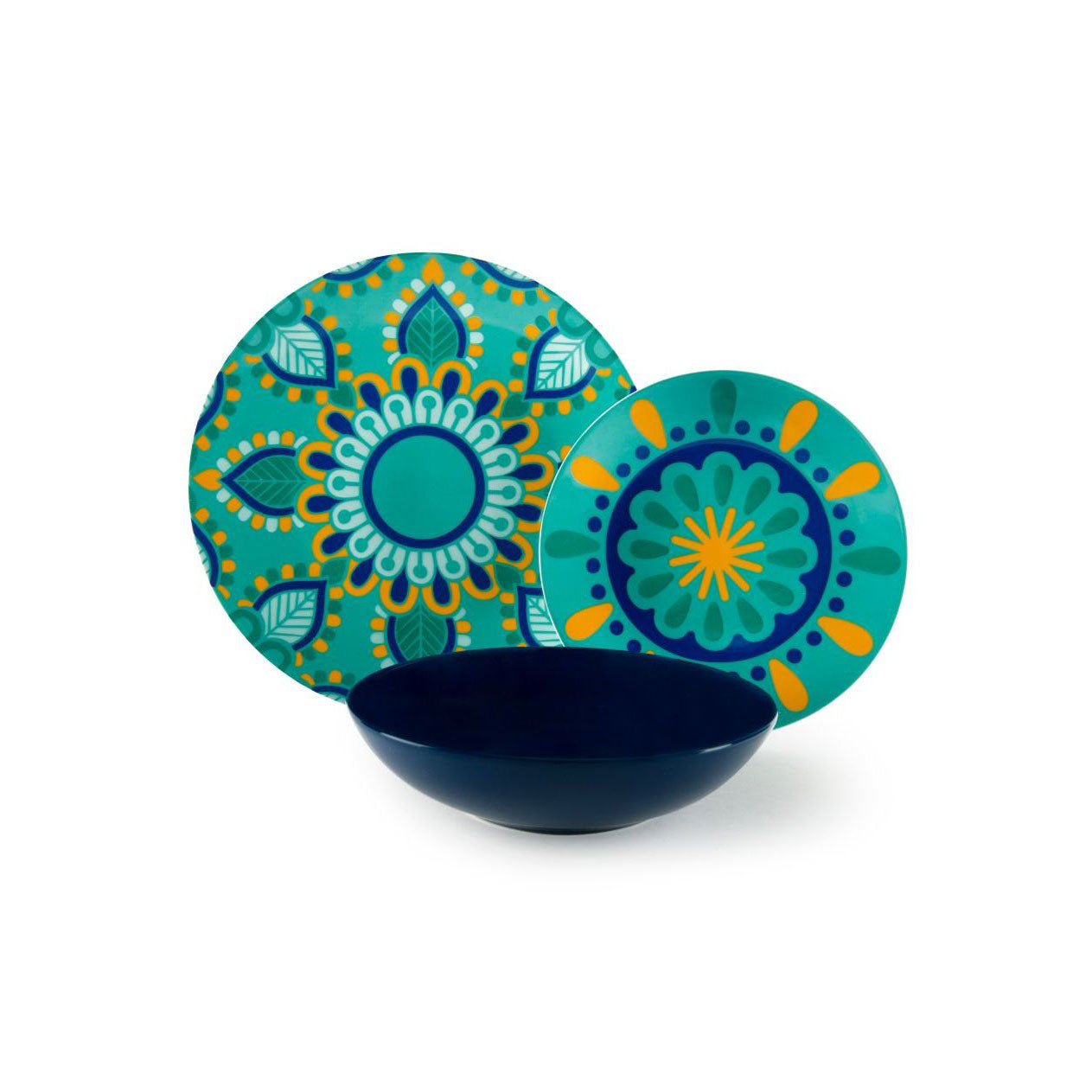 EXCELSA Mandala Mediterraneo Servizio Tavola Piatti Set 18 Pezzi Porcellana Multicolore