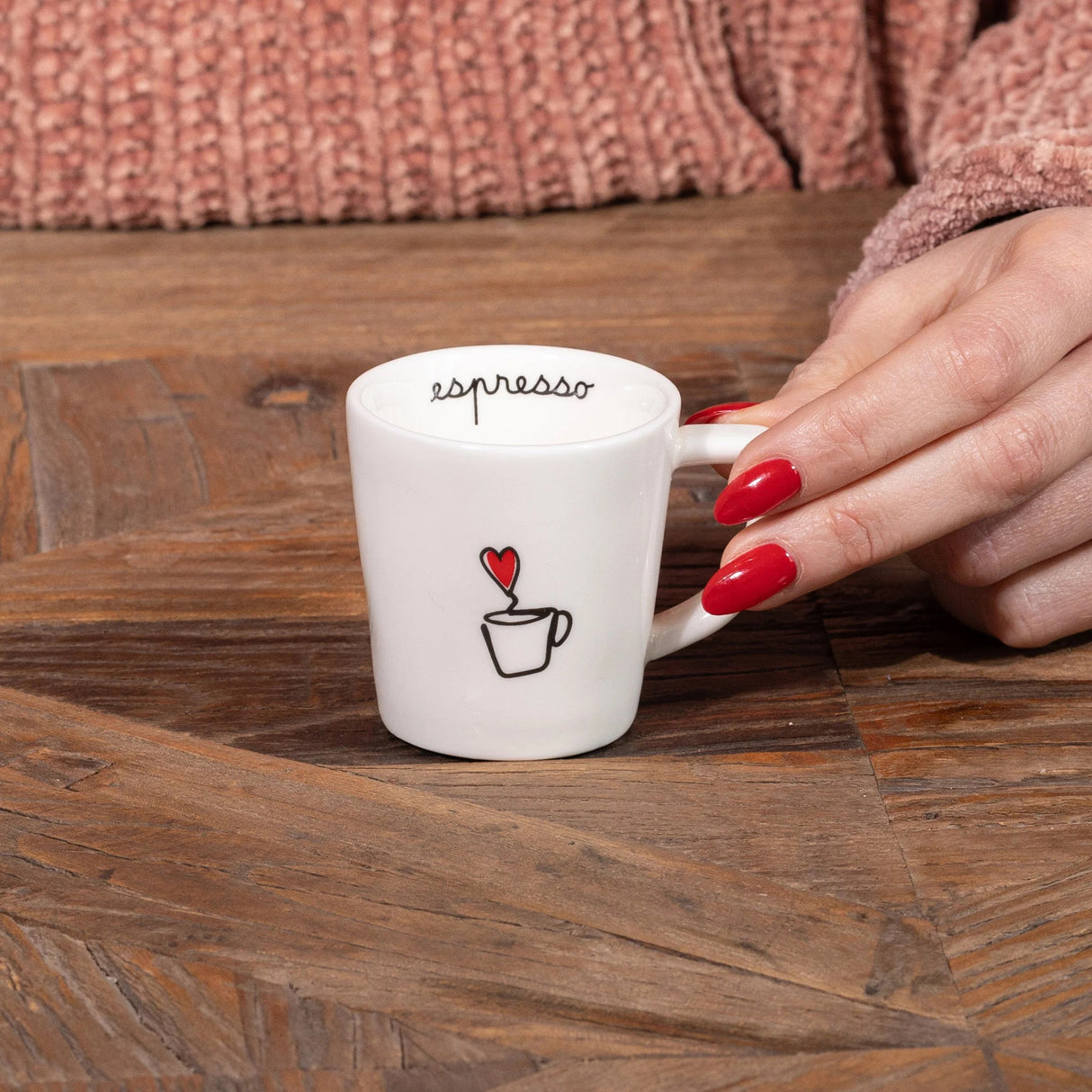 SIMPLE DAY Set 2 Tazze Espresso 100ml con Piattino Pausa Caffè Gres