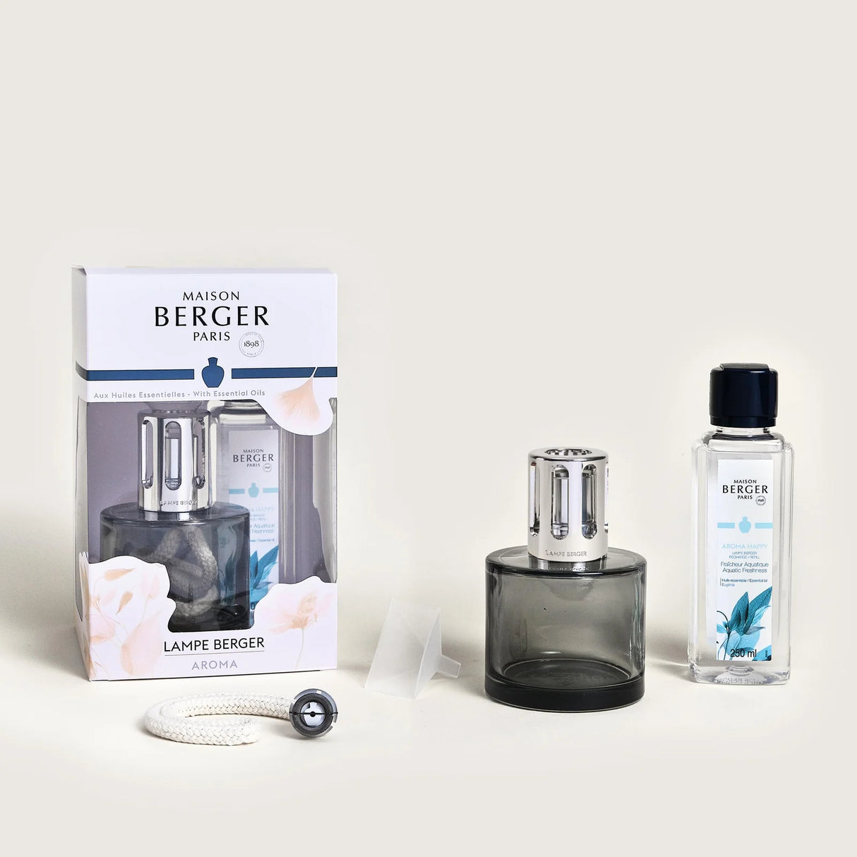 LAMPE BERGER Lampada Catalitica Cofanetto Aroma Happy con Flacone 250ml Fraicheur Aquatique