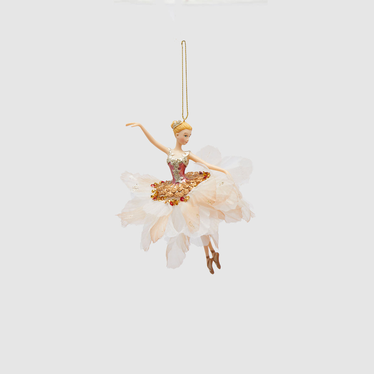 EDG Enzo De Gasperi Addobbo per Albero di Natale Ballerina 17cm Rosso e Oro Resina