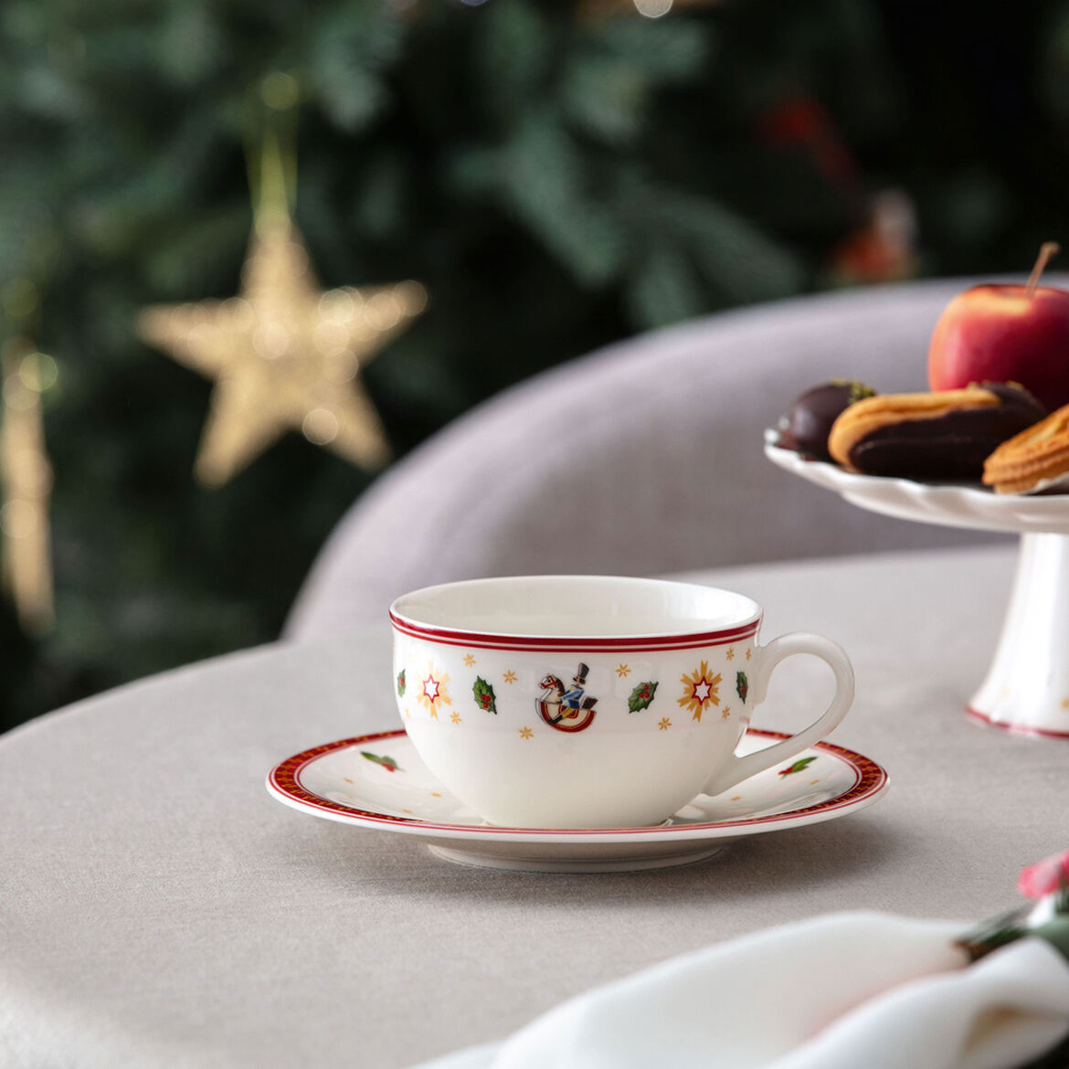 VILLEROY & BOCH Toy's Delight Specials Tazza Caffè Tè 170ml con Piattino Bianco 16cm Tavola di Natale