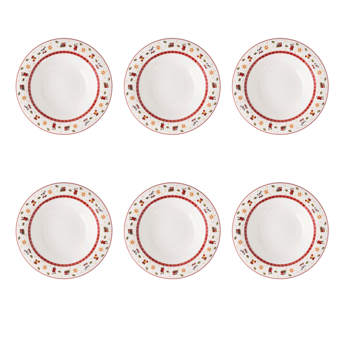 VILLEROY & BOCH Toy's Delight Specials Piatto Fondo Set 6 Pezzi Bianco Rotondo 23cm Tavola Natale