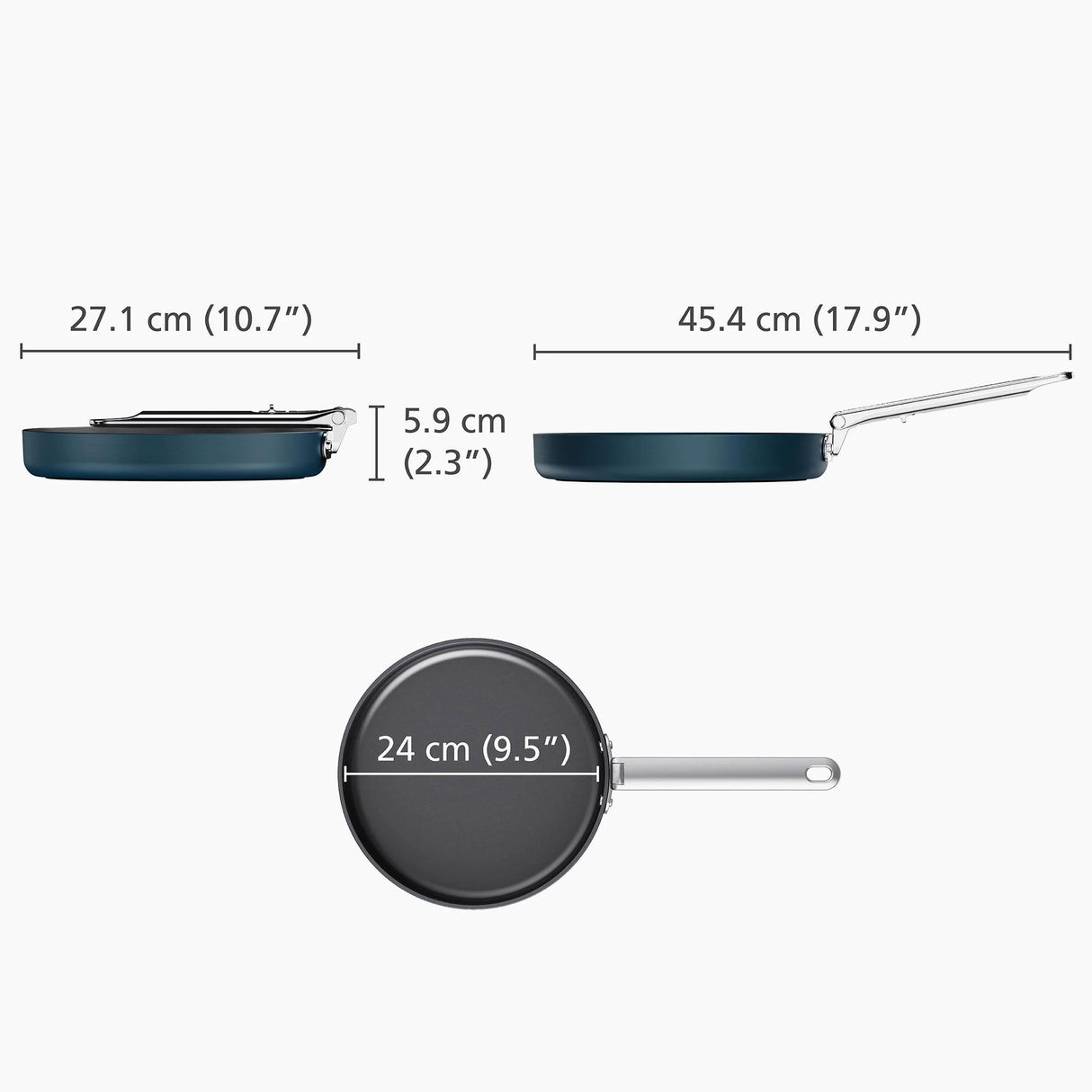 JOSEPH JOSEPH Padella con Manico Pieghevole Space 24cm Ceramica Antiaderente Blu