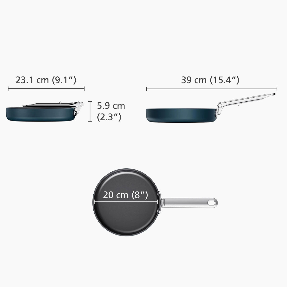 JOSEPH JOSEPH Padella con Manico Pieghevole Space 20cm Ceramica Antiaderente Blu