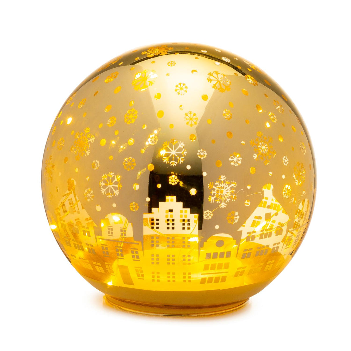 PALAIS ROYAL Palla di Natale Oro con LED Decorazione Natalizia 15cm Vetro