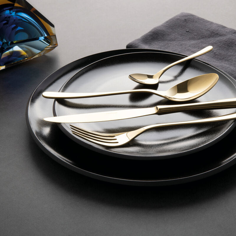 SAMBONET Tableware Cutlery Set 36 Pieces Gold PVD Stainless Steel Buttons