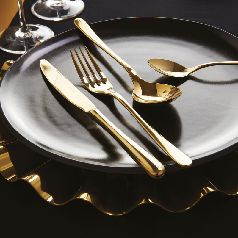SAMBONET Tableware Cutlery Set 36 Pieces Gold PVD Stainless Steel Buttons