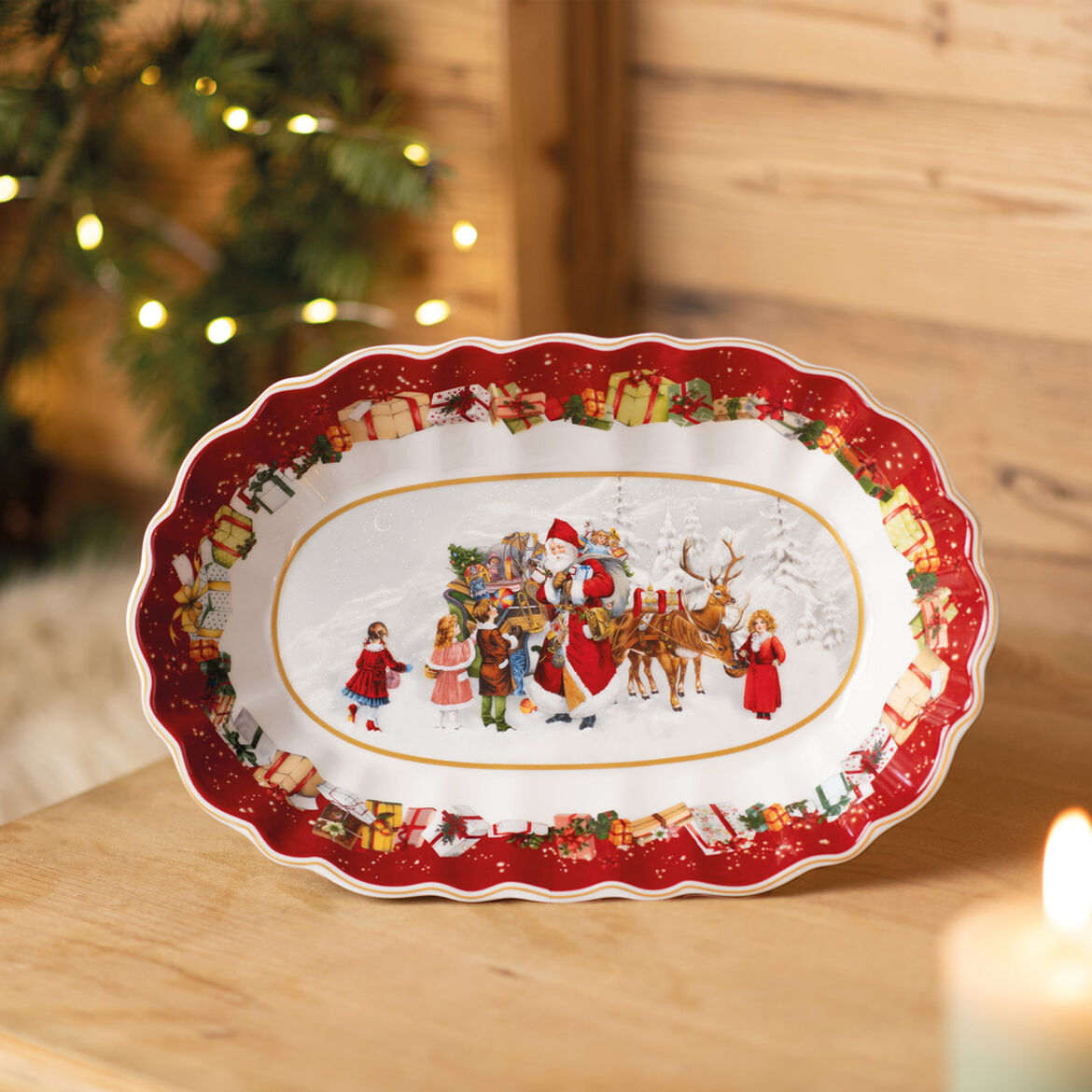 VILLEROY & BOCH Toy's Fantasy Oval Santa Claus Bowl 29cm Christmas Table