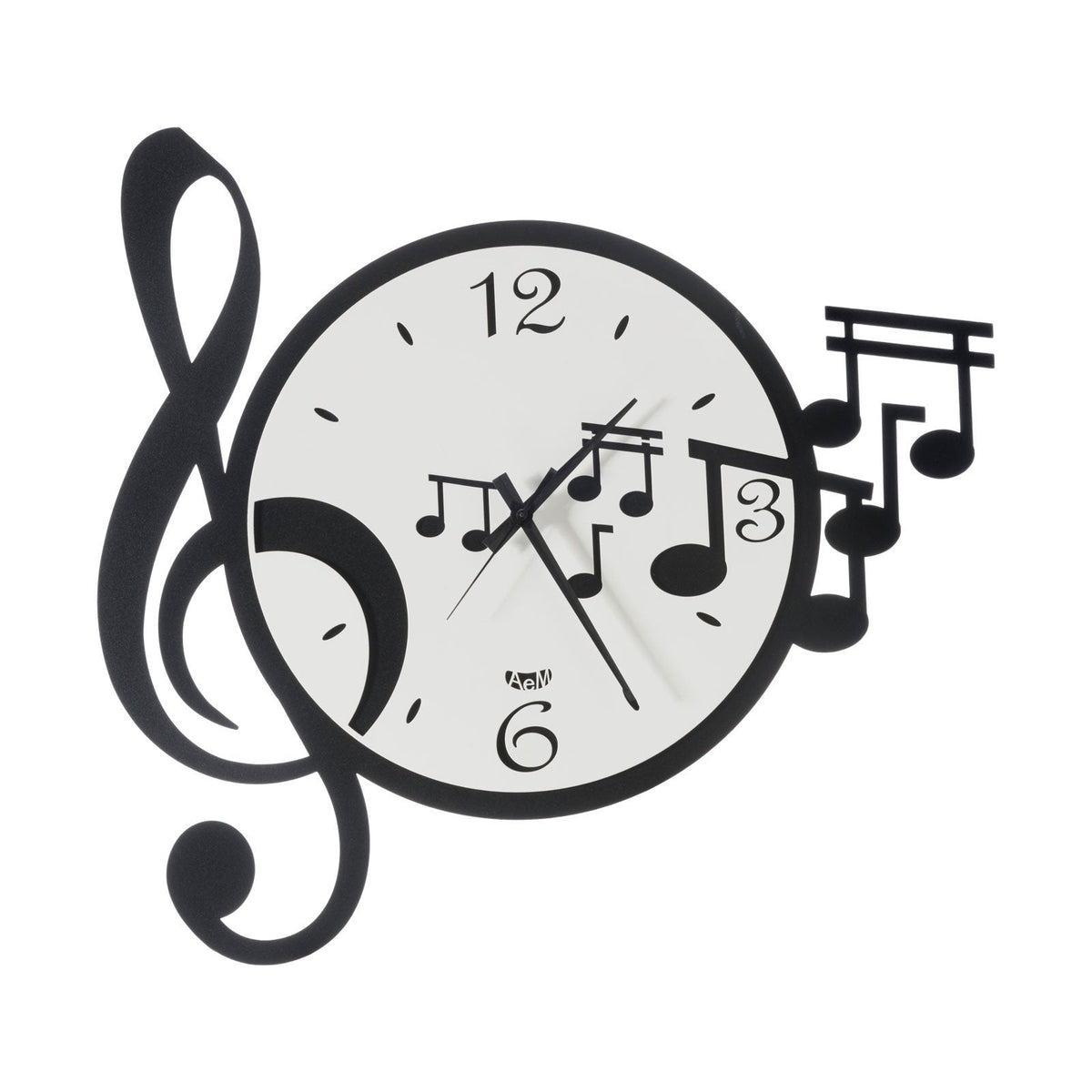 ARTI & MESTIERI Orologio da Parete di Design con Chiave E Note Musicali Musica Bianco E Nero