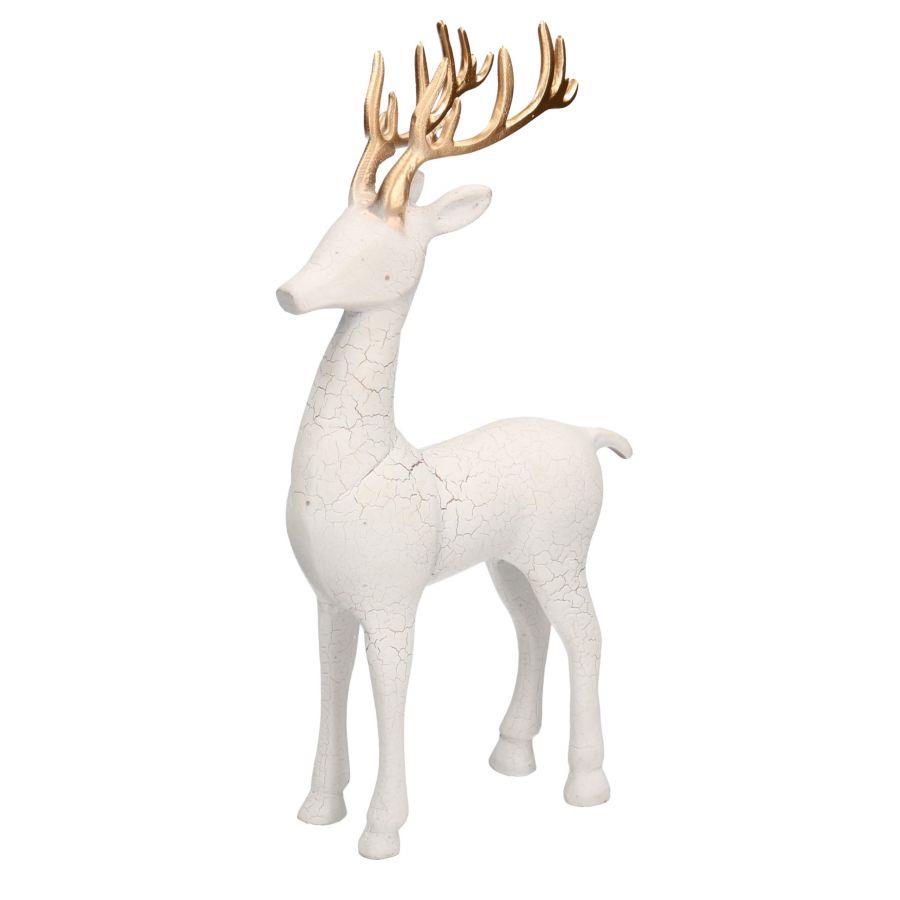 VACCHETTI Renna Metallo Bianco Oro 35cm Decorazione Natalizia Natale