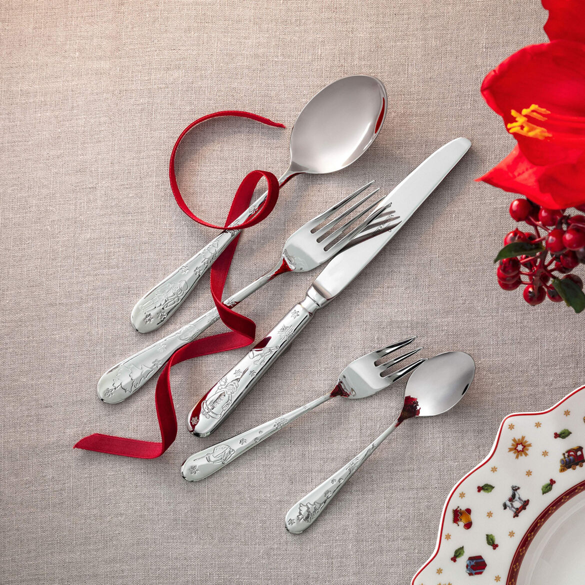 VILLEROY & BOCH Toy's Delight Servizio Tavola Set di Posate 30 Pezzi Acciaio Inox Tavola di Natale