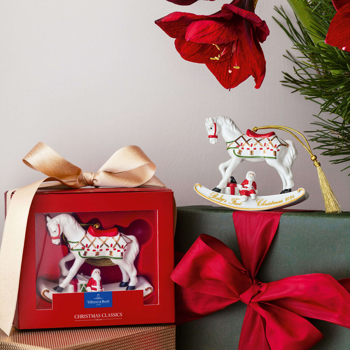 VILLEROY & BOCH Annual Ornaments 2024 Addobbo per Albero di Natale Cavallo a Dondolo 11x9cm Porcellana