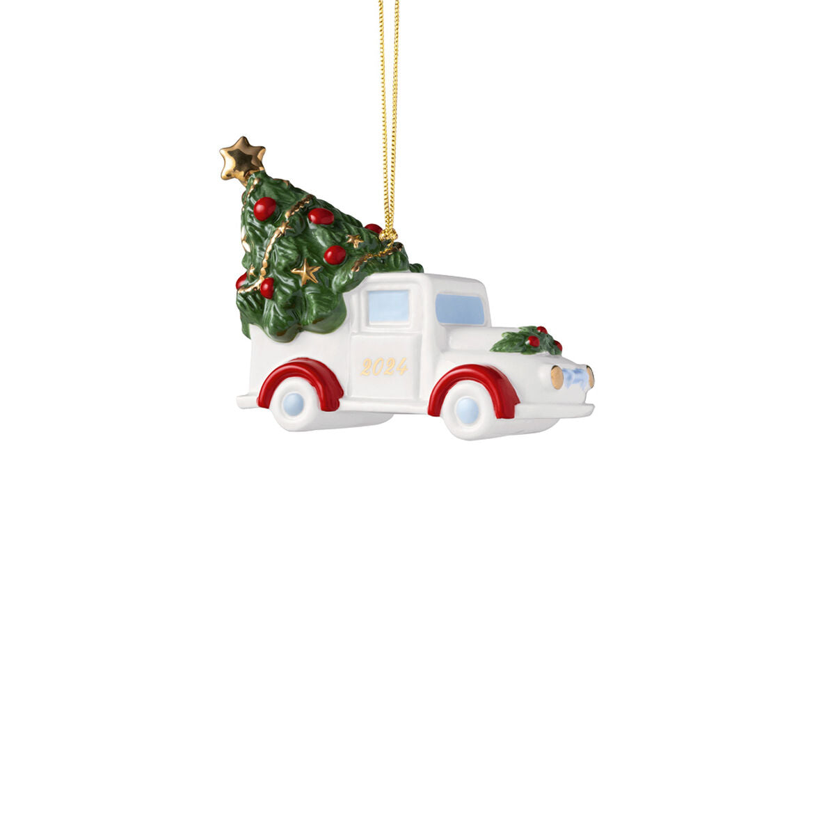 VILLEROY & BOCH Annual Ornaments 2024 Addobbo per Albero di Natale Babbo Natale con Furgone 11x8,5cm Porcellana