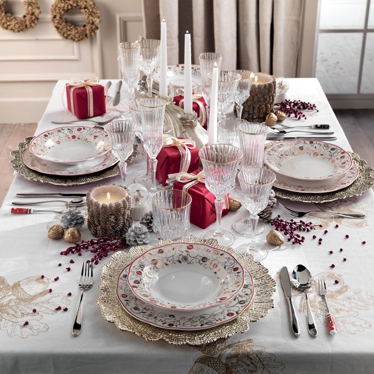 BRANDANI Tempo di Festa Piatti Servizio Tavola 18 Pezzi Natale Porcellana