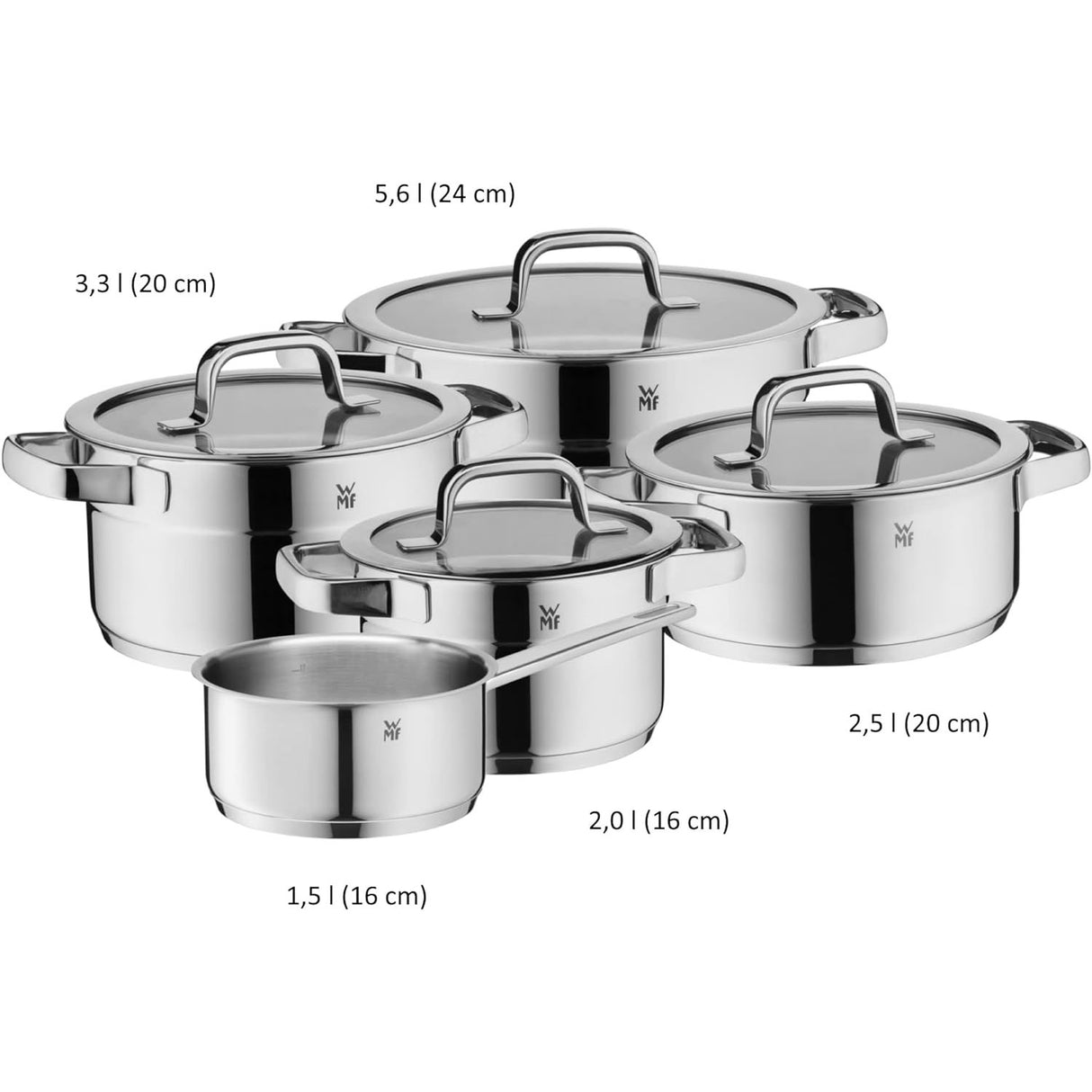 WMF Compact Cuisine Set di Pentole 5 Pezzi Acciaio Inox Induzione