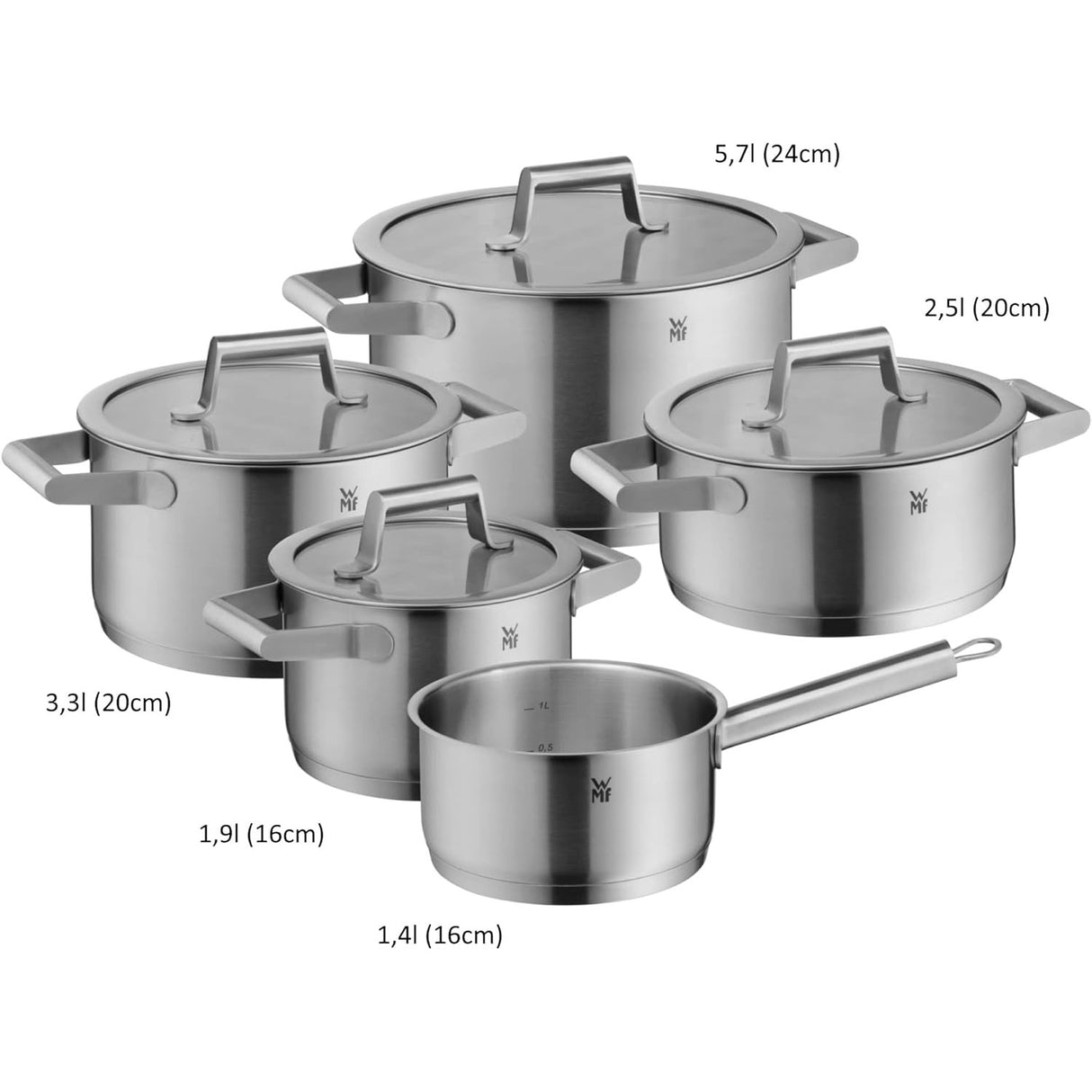 WMF Comfort Line Set di Pentole 5 Pezzi Acciaio Inox Induzione