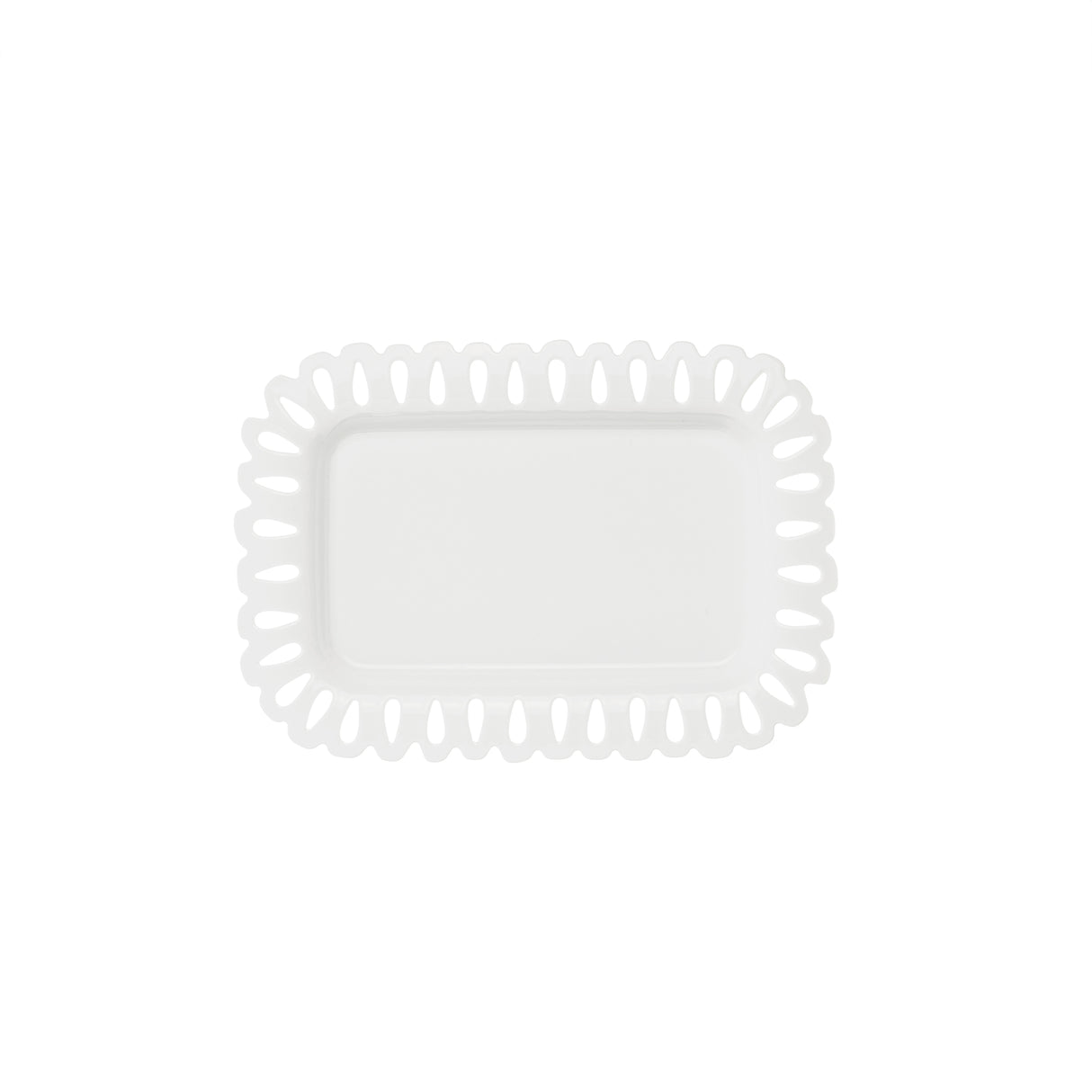 LA PORCELLANA BIANCA Giulietta Vassoio Rettangolare Traforato 31x22cm Bianco Porcellana