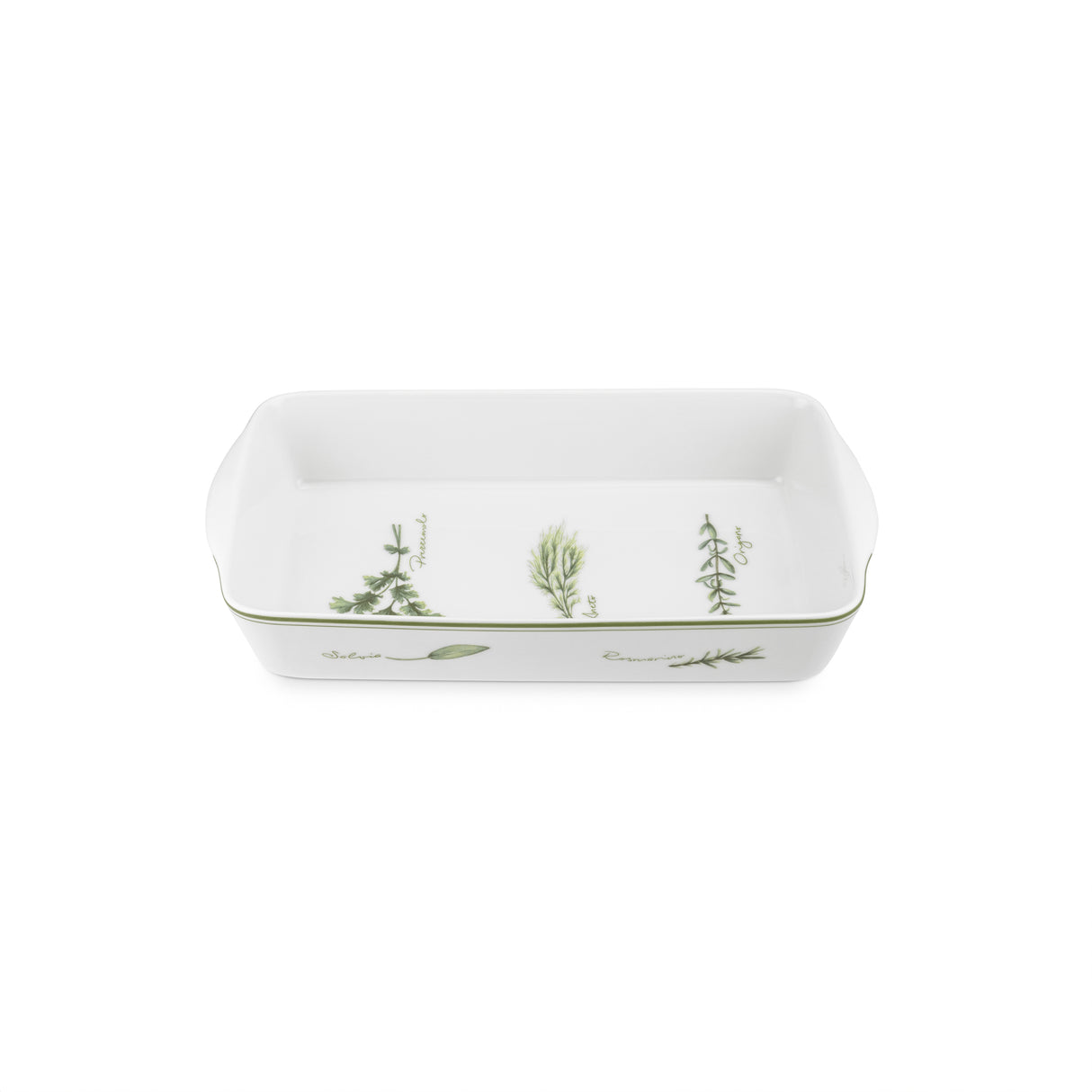 Teglia rettangolare La Porcellana Bianca in porcellana con erbe 32x18 cm