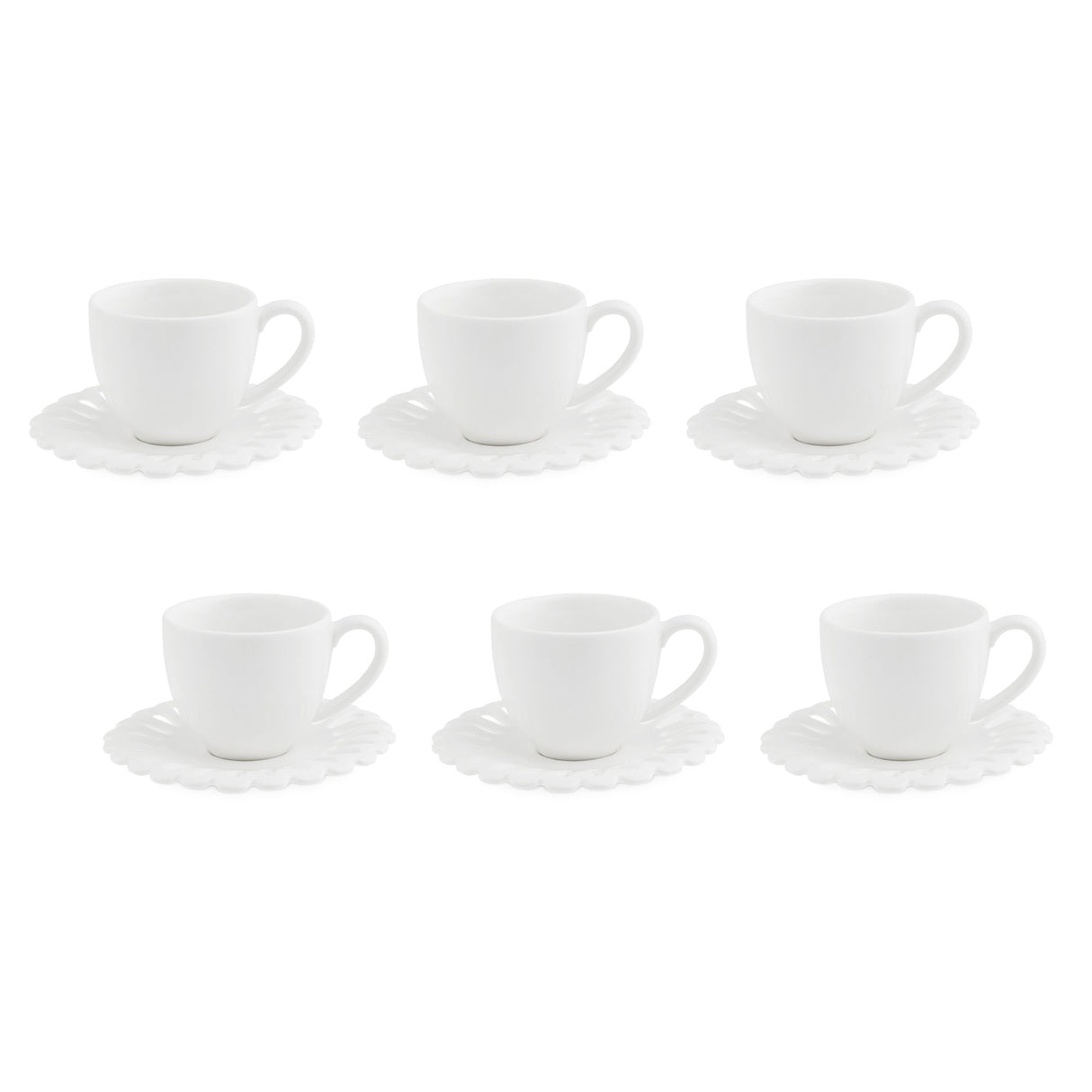 LA PORCELLANA BIANCA Giulietta Tazza Caffè Espresso Set 6 Pezzi 100ml Bianco Porcellana