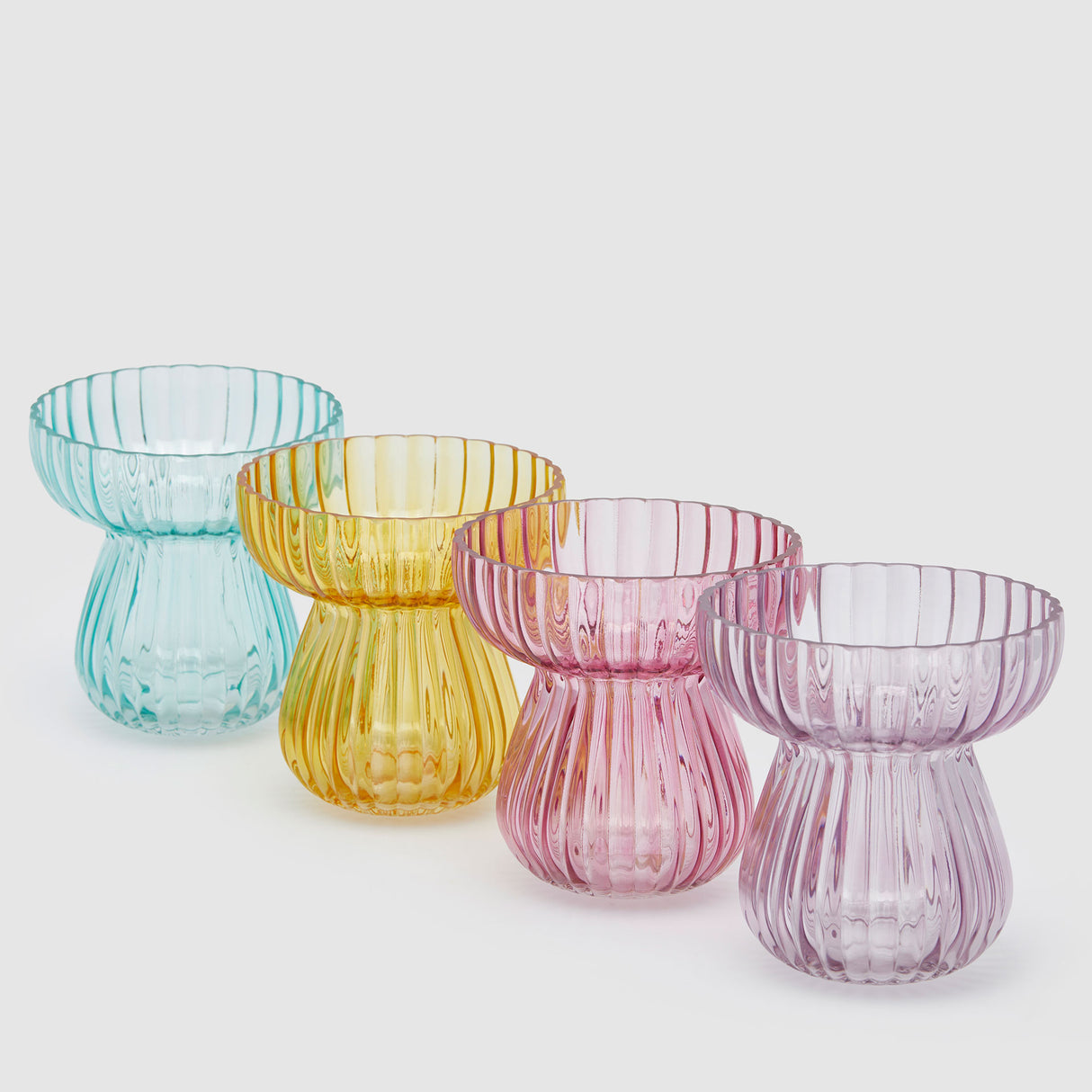 Vaso Righe Biforma EDG in vetro giallo a rilievo 15,5x15 cm