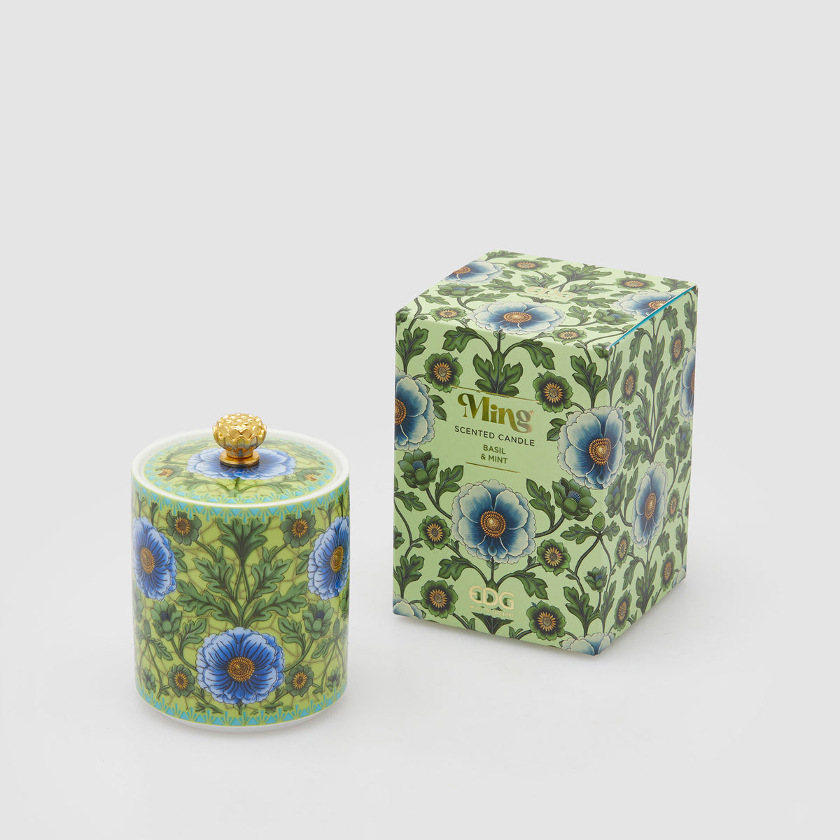 EDG Enzo De Gasperi Candela Profumata Ming 10x7cm Verde in Ceramica Basilico e Menta