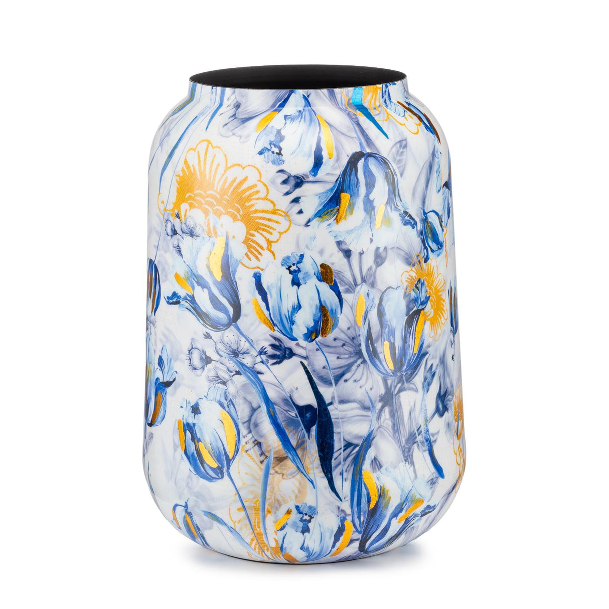 PALAIS ROYAL Vaso Iris Floreale Foglia Oro 30x43cm Metallo