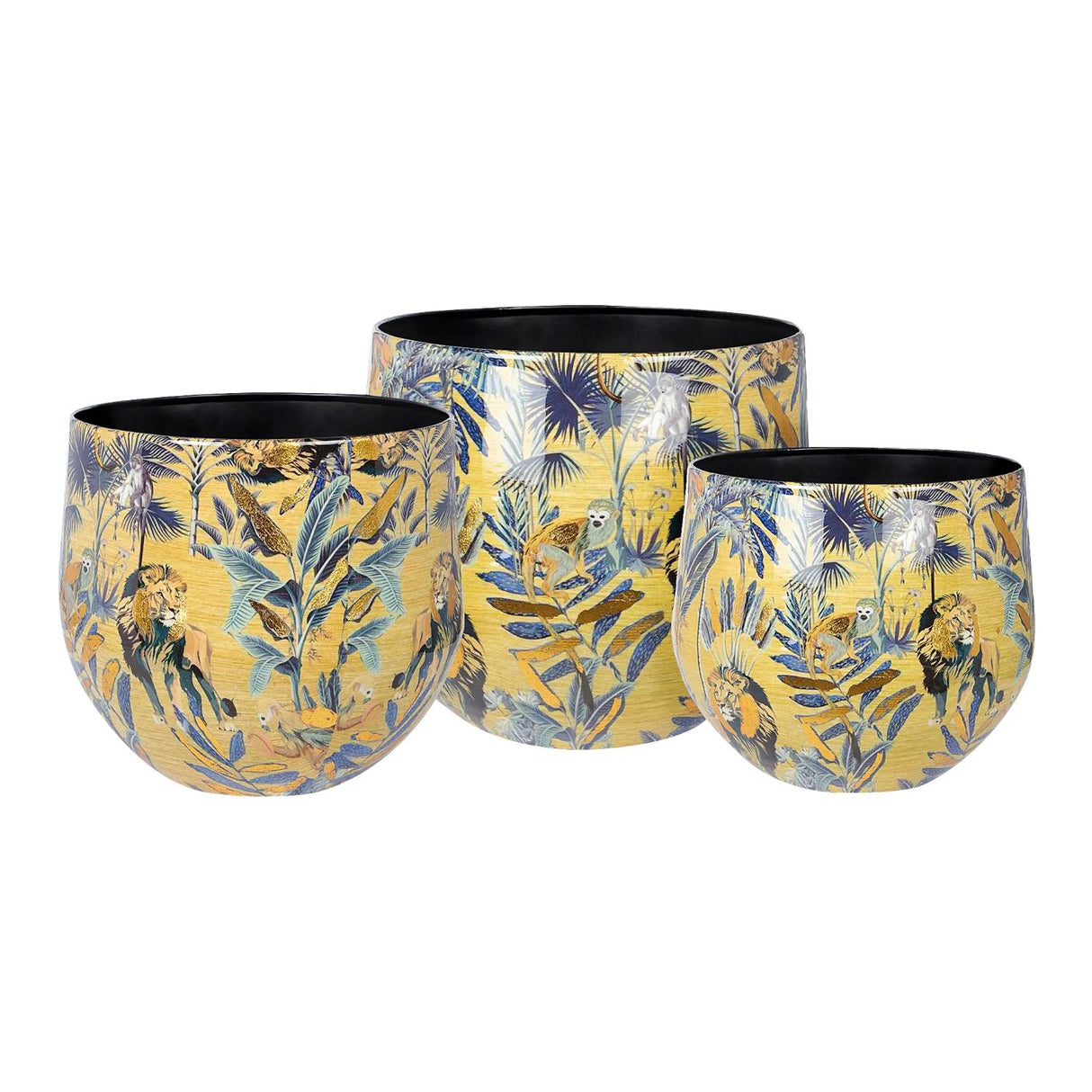 Vaso Safari Palais Royal in metallo color miele con decori foglia oro 30 cm