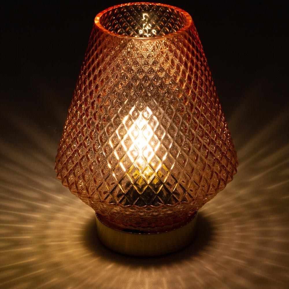 EMÒ ITALIA Marrakesh Lanterna Lampada da Tavolo 17cm Cipria Vetro