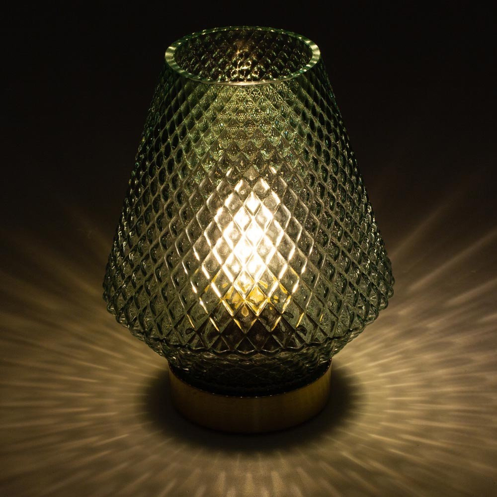 EMÒ ITALIA Marrakesh Lanterna Lampada da Tavolo 17cm Verde Vetro
